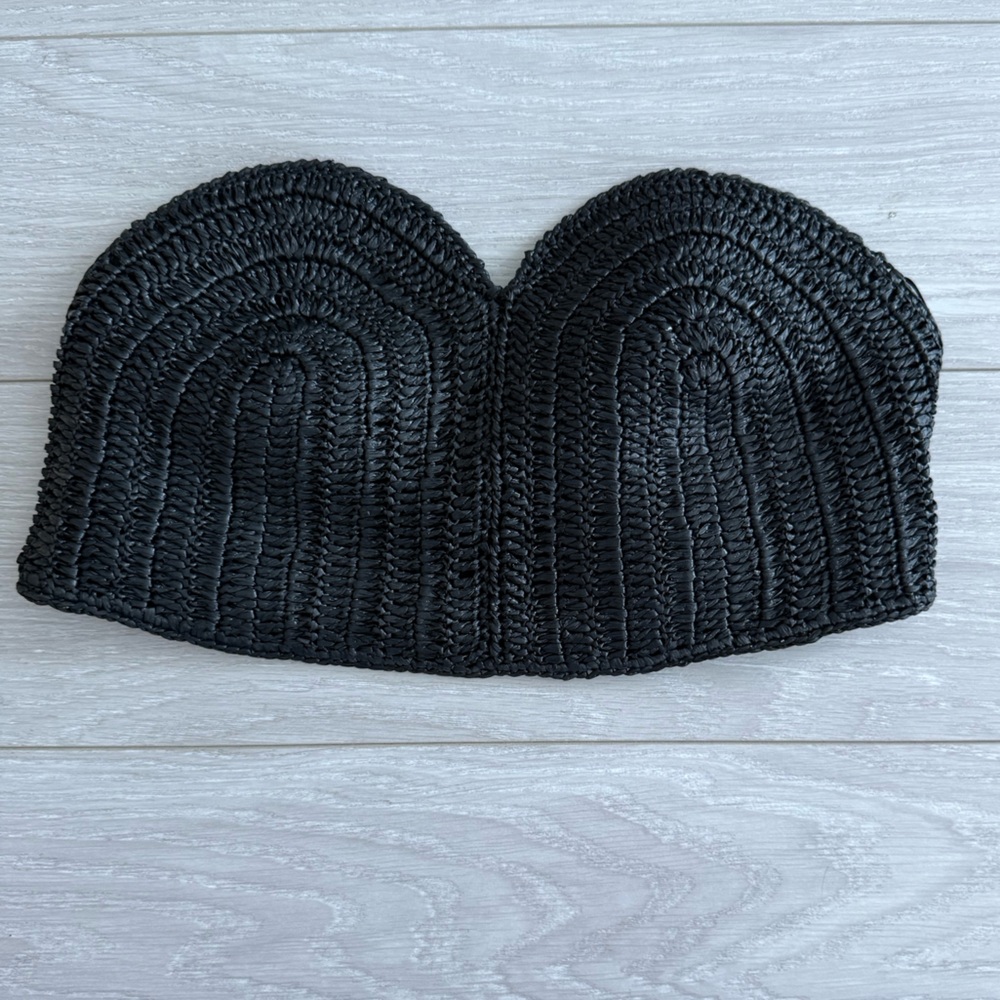 Zara Black Raffia Strapless Top